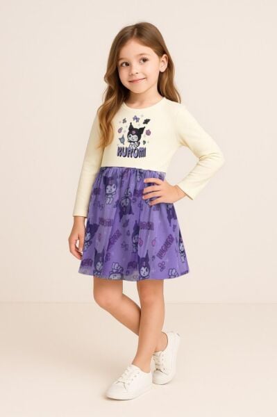Kuromi tütü elbise beyaz/lila