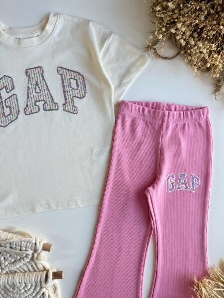 Payet işlemeli taytlı takım pembe