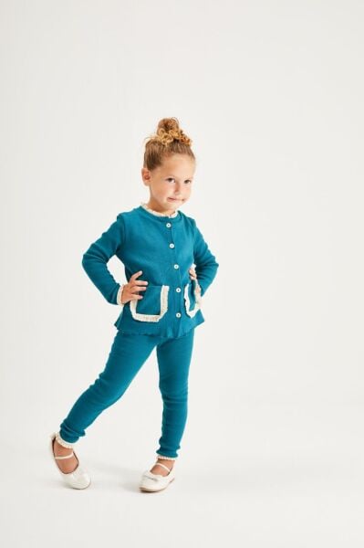 Fisto detaylı kaşkorse takım petrol yeşili