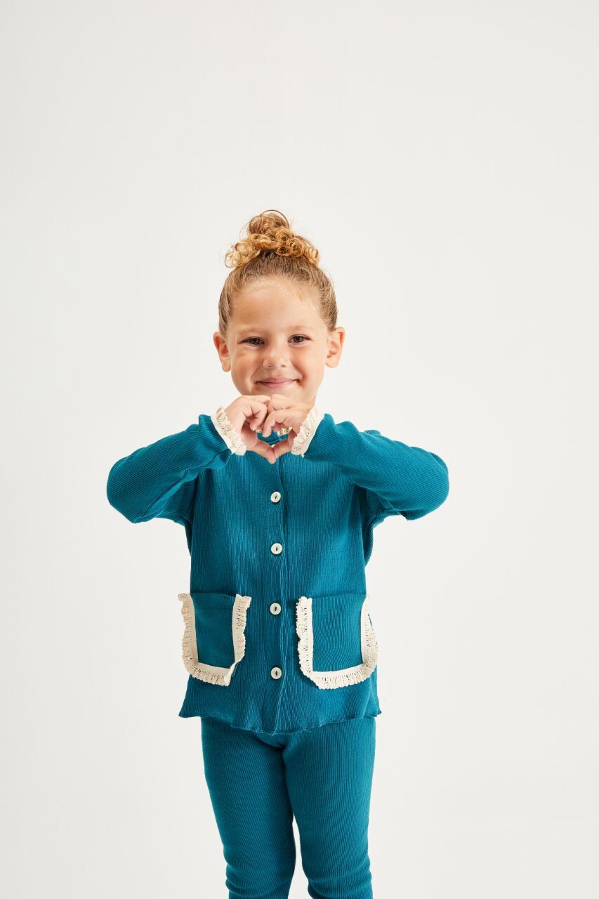 Fisto detaylı kaşkorse takım petrol yeşili 4/5 yaş