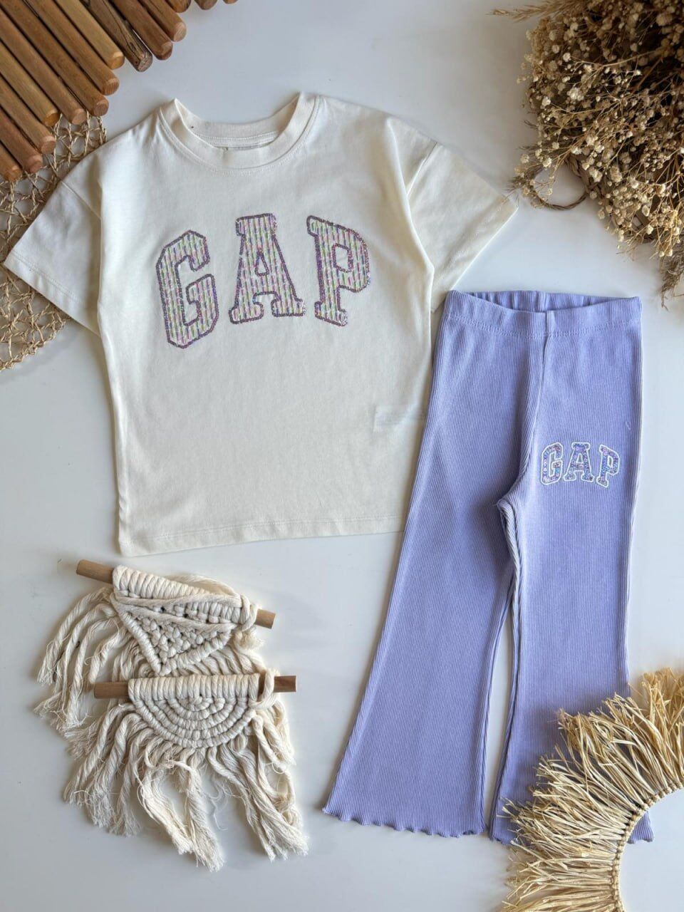 Payet işlemeli taytlı takım lila