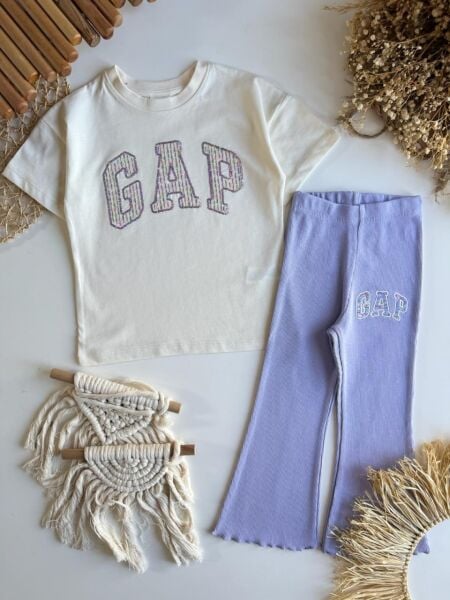 Payet işlemeli taytlı takım lila