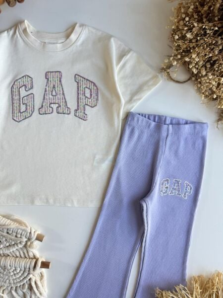 Payet işlemeli taytlı takım lila