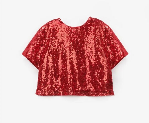 Kırmızı payet bluz ve etekli takım