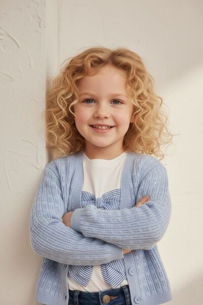 Fiyonk detaylı üçlü set takım mavi