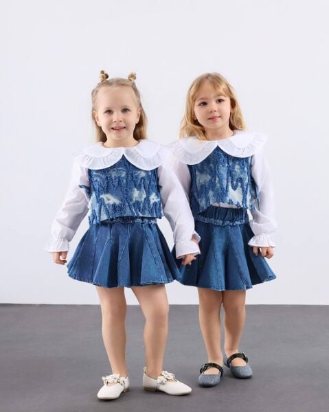 Denim üçlü set takım 9/10 yaş