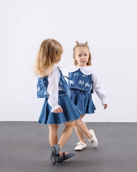 Denim üçlü set takım