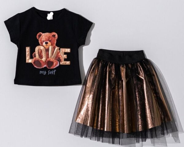 Love ayıcıklı siyah takım