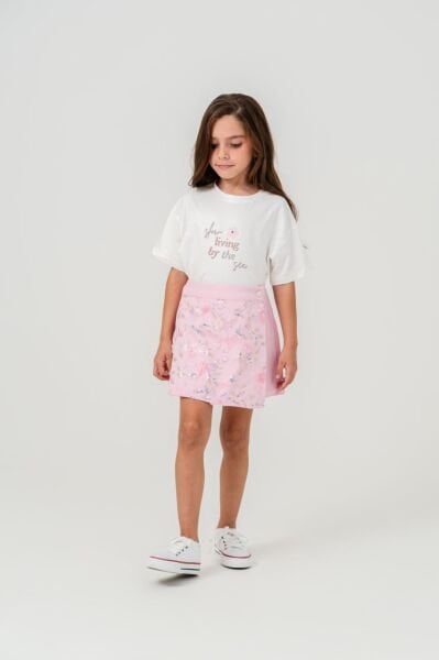 Çiçek payet işlemeli üçlü set takım pembe 6/7 yaş