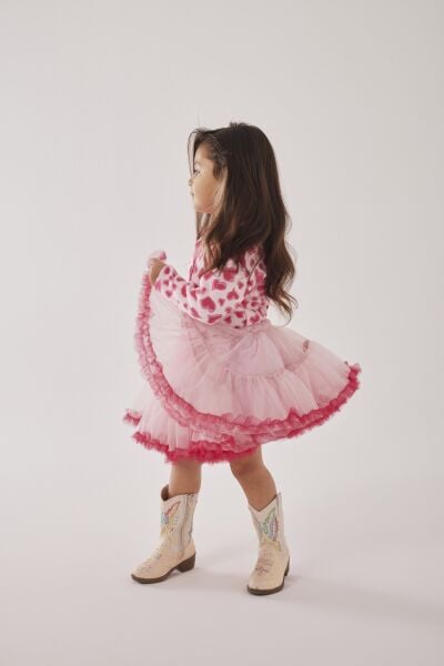 Triko hırka & karnaval etek takım pembe