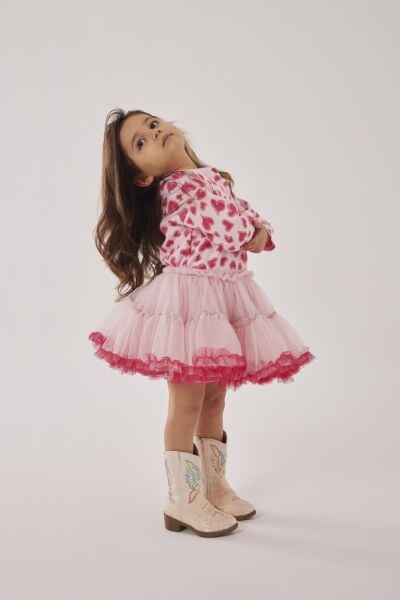 Triko hırka & karnaval etek takım pembe