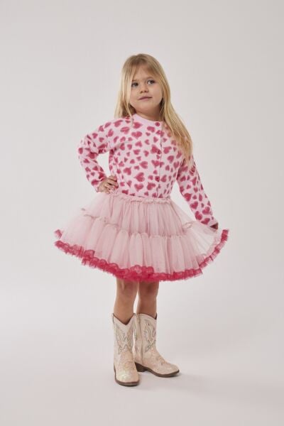 Triko hırka & karnaval etek takım pembe