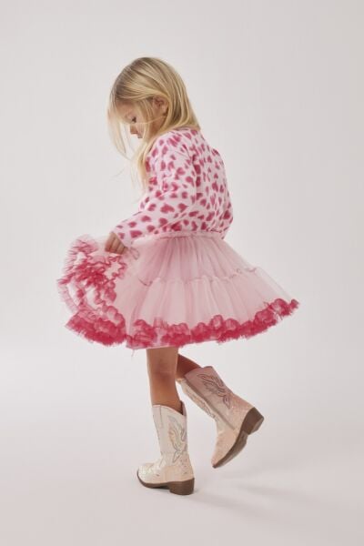 Triko hırka & karnaval etek takım pembe