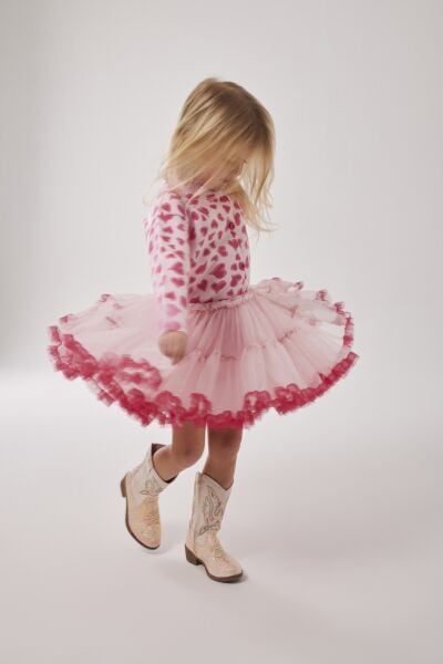 Triko hırka & karnaval etek takım pembe