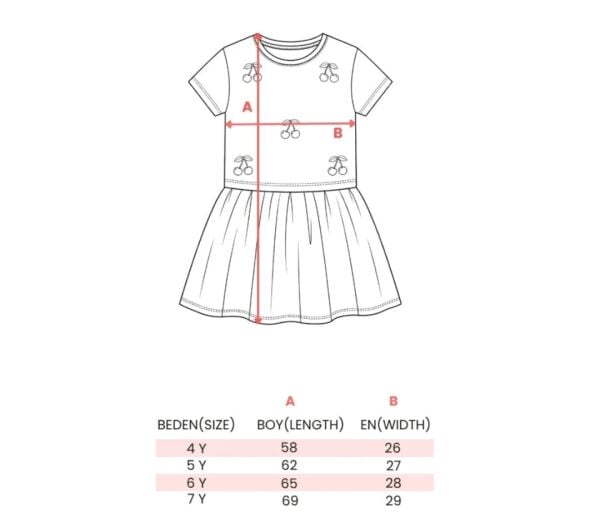 Kiraz aplikeli tütü elbise Pembe