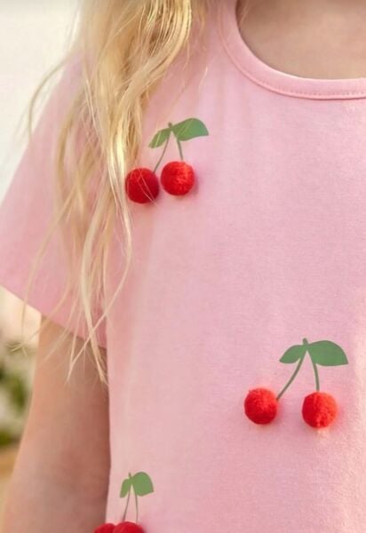 Kiraz aplikeli tütü elbise kırmızı