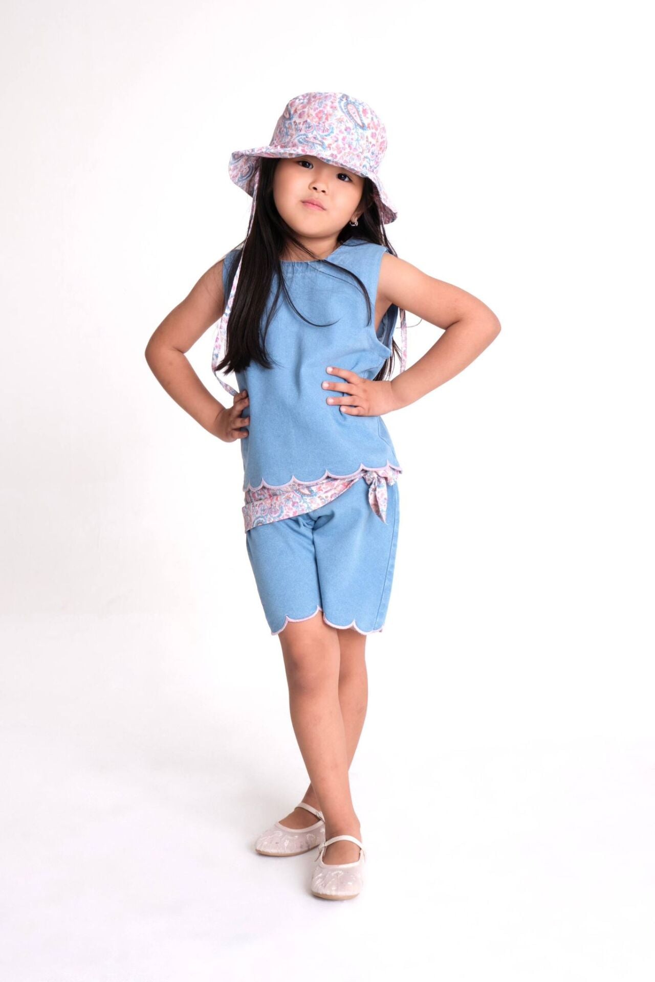 Denim üçlü takım (şapka dahil)