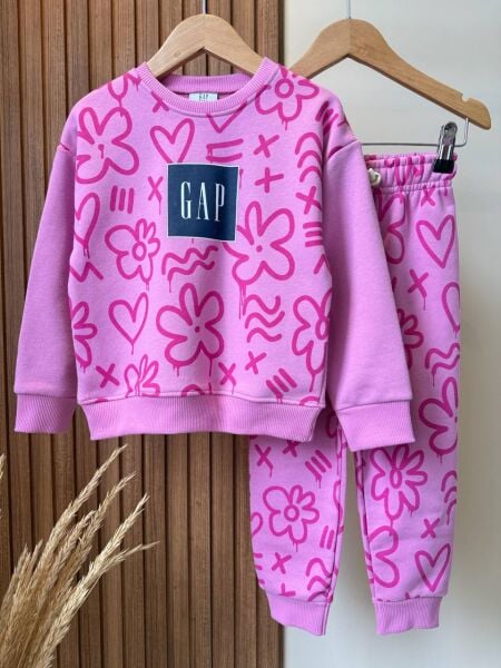 Çiçekli eşofman takımı pembe