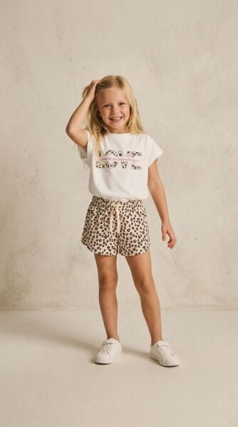 Love leopar baskılı şortlu takım