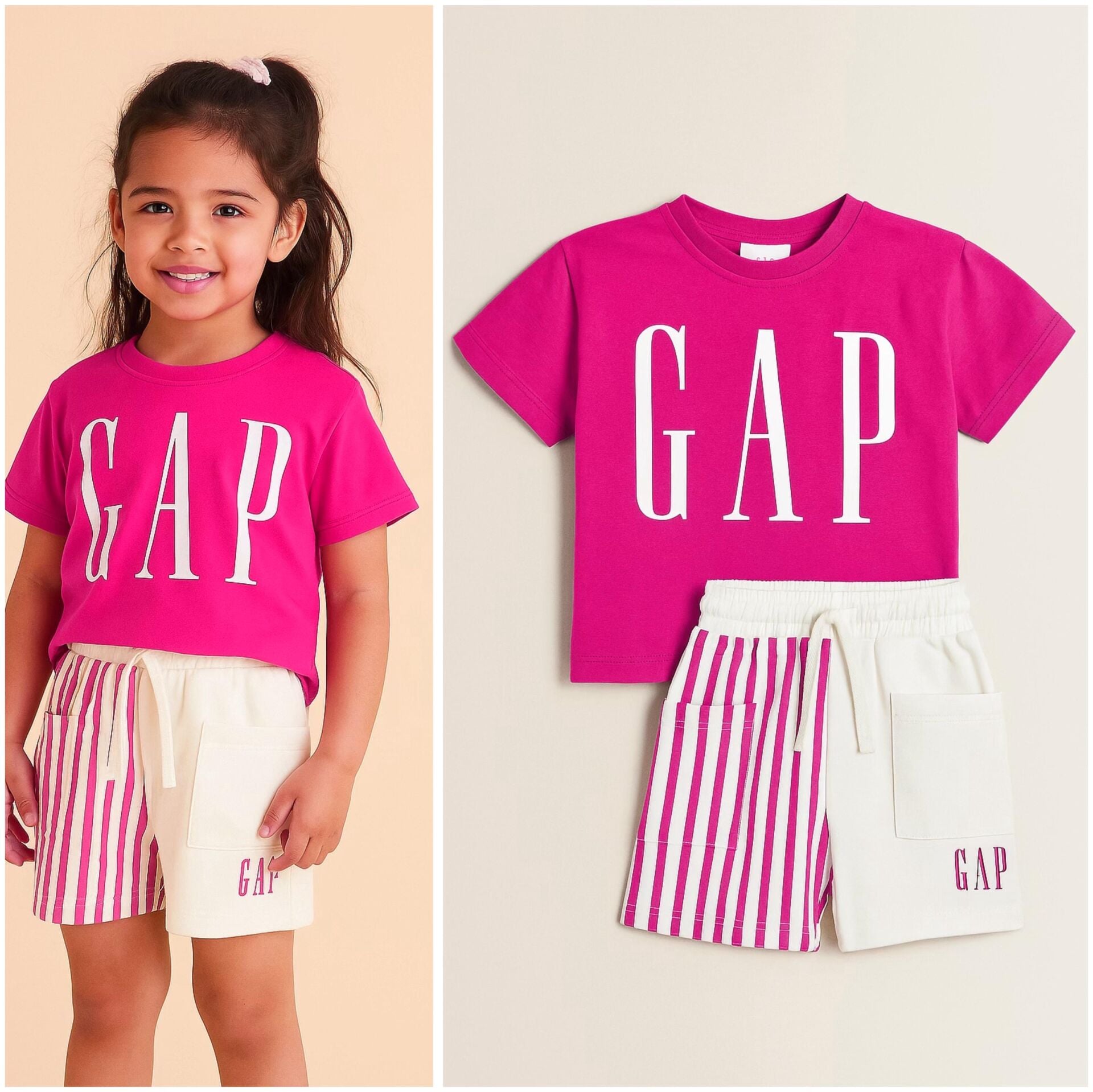 Çizgili şortlu takım