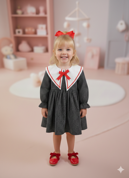 Fiyonk aplikeli puantiyeli elbise 12/18 ay