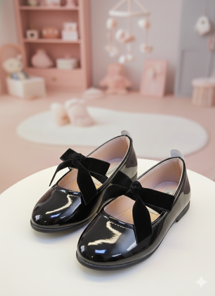 Siyah kadife fiyonk babet