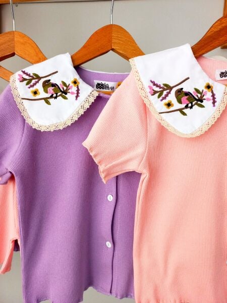 Yaka detaylı kaşkorse takım pudra