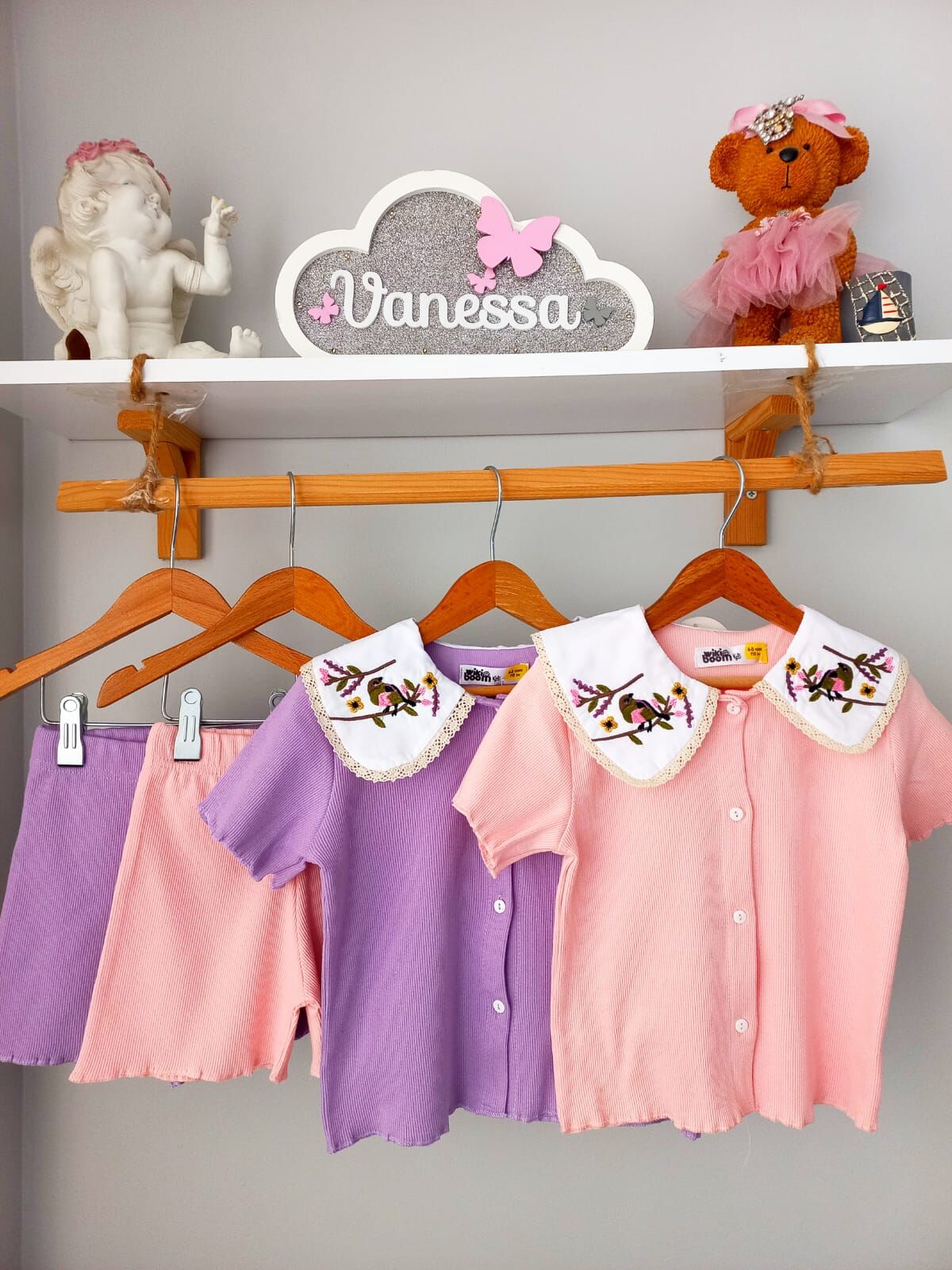 Yaka detaylı kaşkorse takım lila