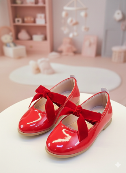 Kırmızı kadife fiyonk babet