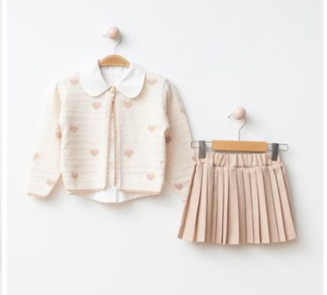 Triko kalpli üçlü set takım ekru !!12 Kasım kargo!!