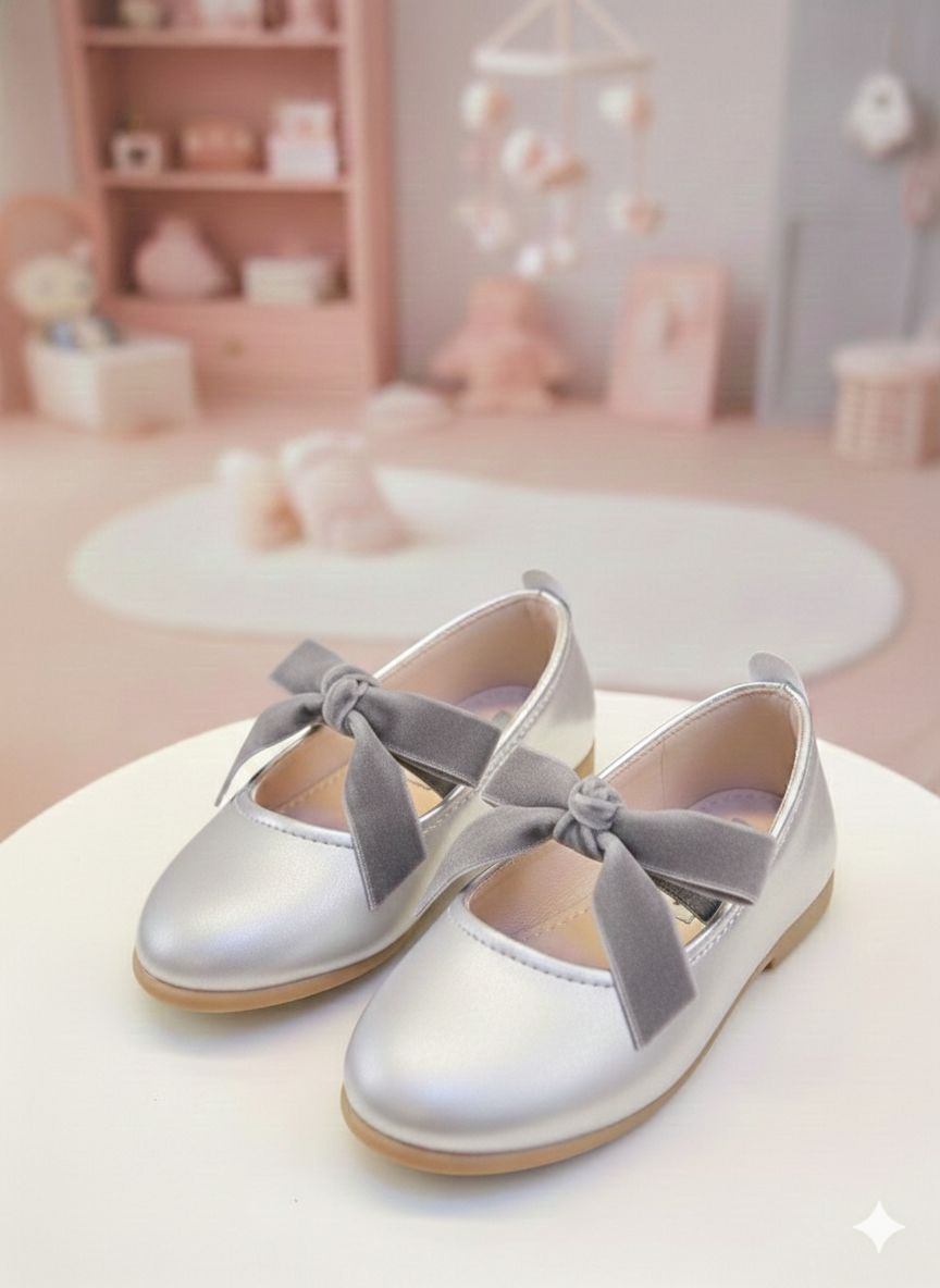 Gümüş kadife fiyonk babet