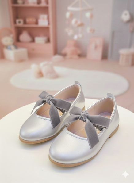 Gümüş kadife fiyonk babet