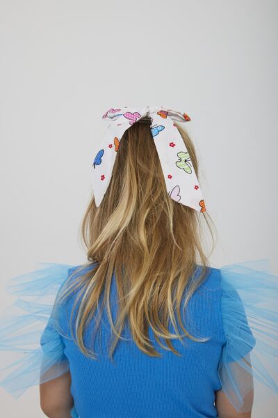 Tül detaylı etekli takım mavi (toka dahil)