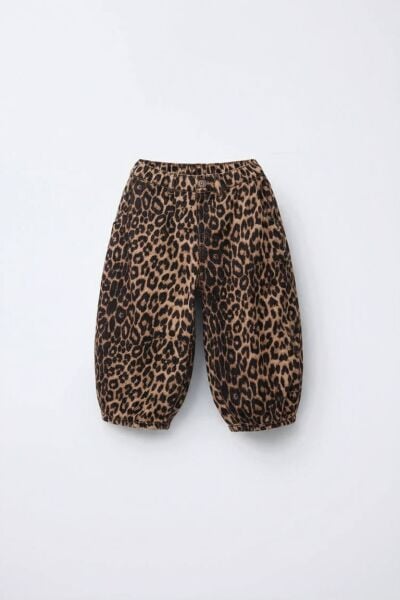 Leopar balon denim pantolon