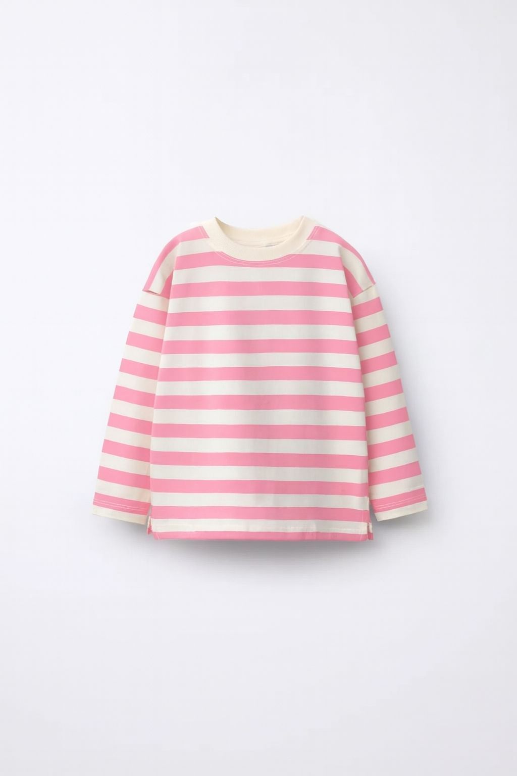 Pembe çizgili basic sweat