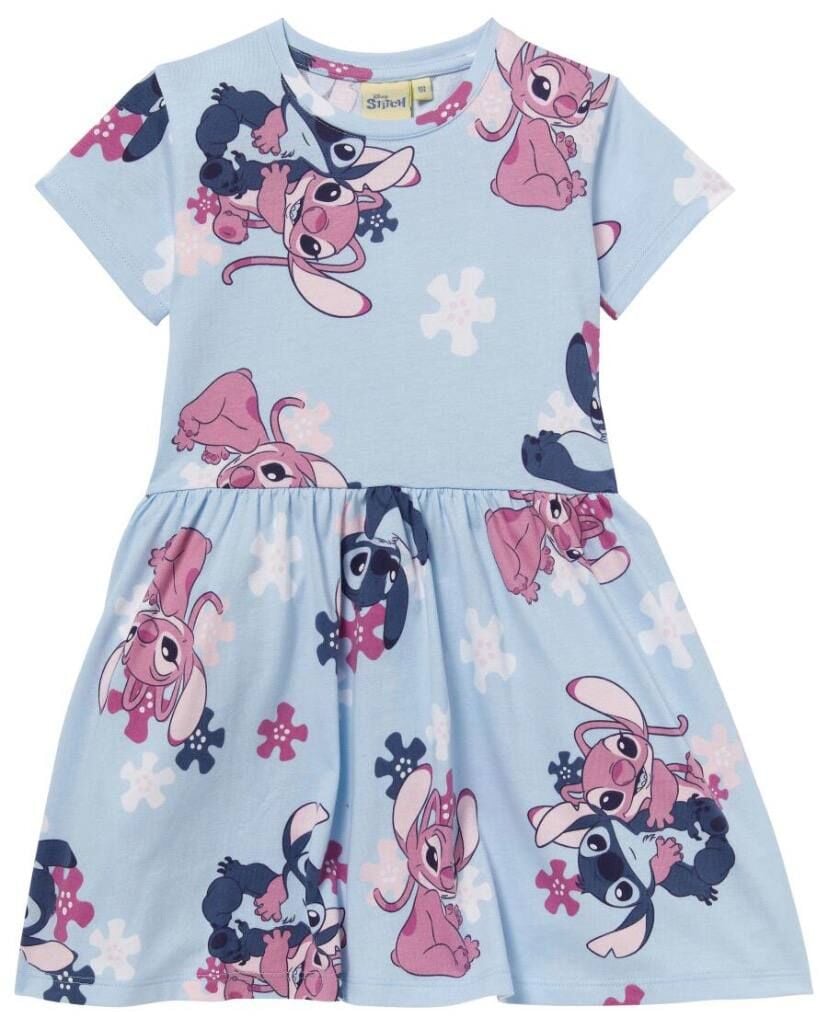 Karakter detaylı pamuklu penye elbise mavi