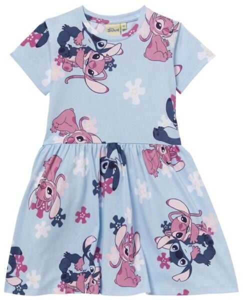 Karakter detaylı pamuklu penye elbise mavi