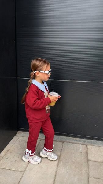 Teddy yaka detaylı takım 5/6 yaş