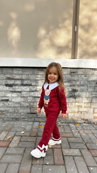 Teddy yaka detaylı takım 5/6 yaş