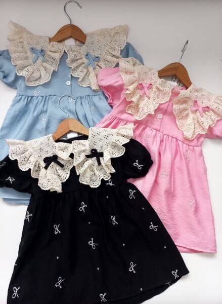 Fiyonk işlemeli Pembe elbise