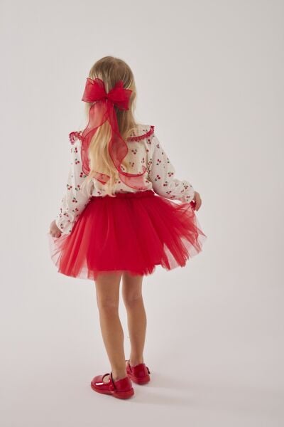 Kiraz detaylı etekli takım (toka dahil) 5/6 yaş