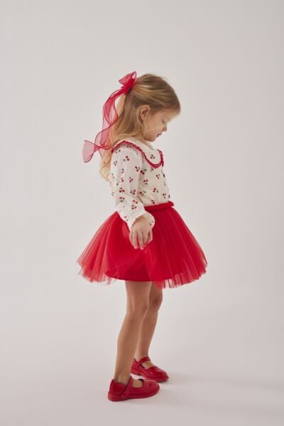 Kiraz detaylı etekli takım (toka dahil) 5/6 yaş