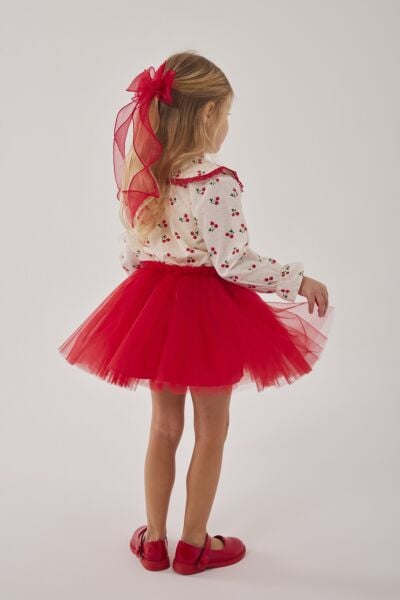 Kiraz detaylı etekli takım (toka dahil)