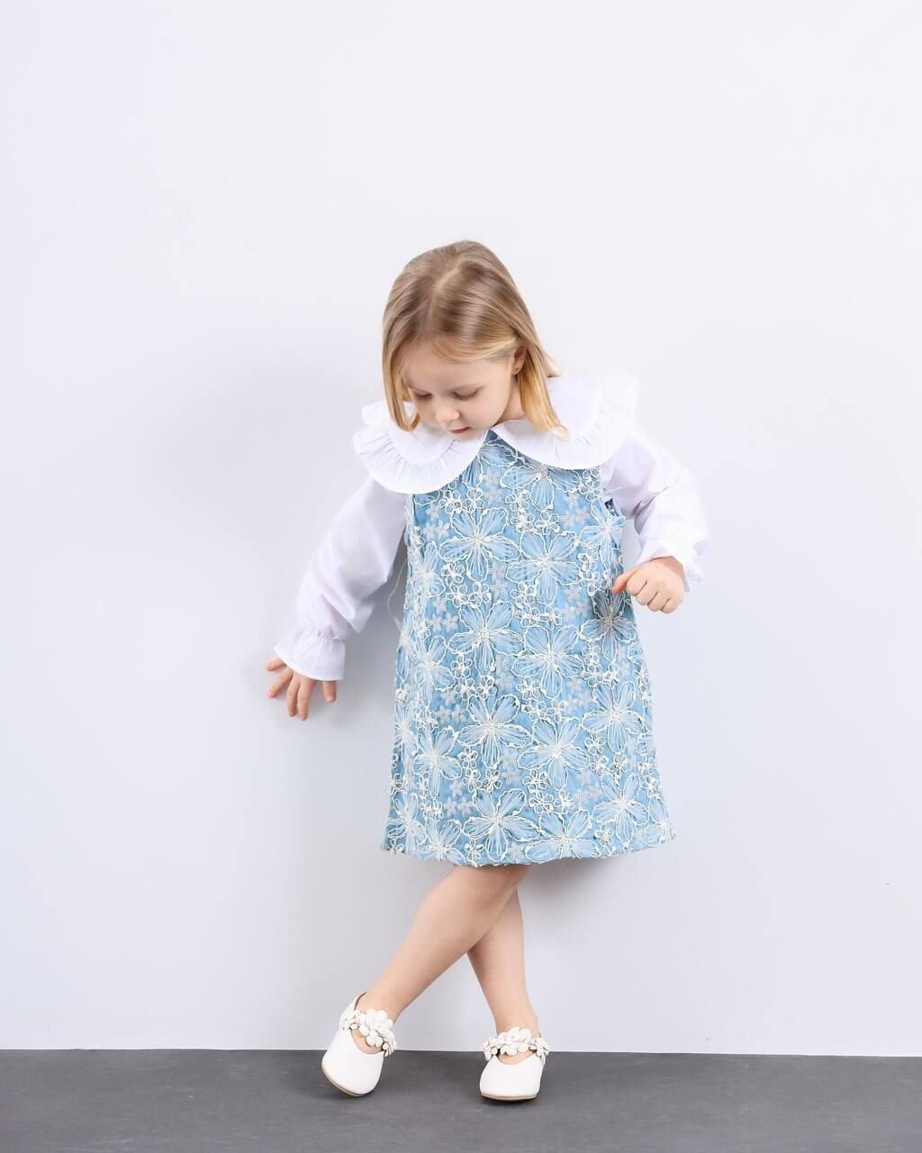 Brode işlemeli jile gömlek ikili takım 9/10 yaş