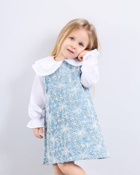 Brode işlemeli jile gömlek ikili takım 9/10 yaş