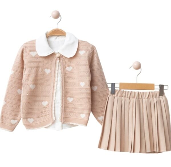 Triko kalpli üçlü set takım pudra