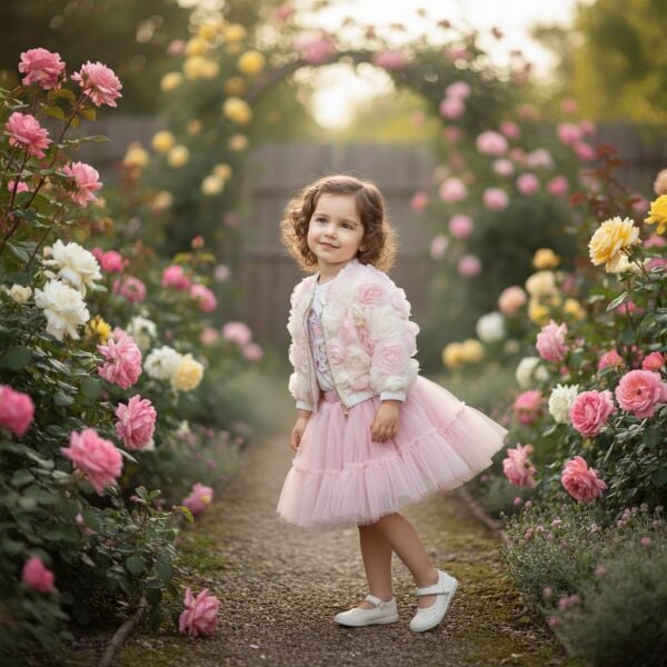 Güllü ceketli üçlü set takım