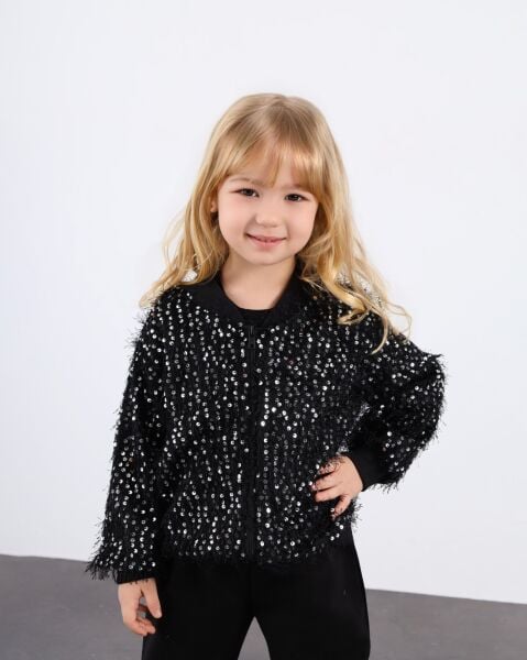 Kırçıllı gümüş payet detaylı üçlü set takım