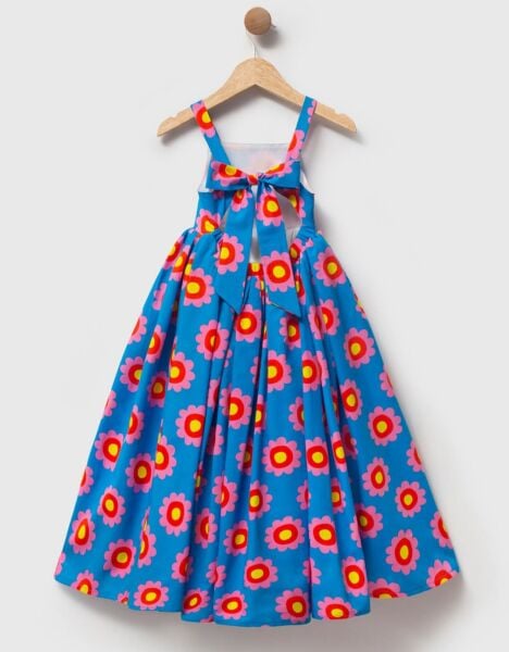 Papatyalı mavi elbise