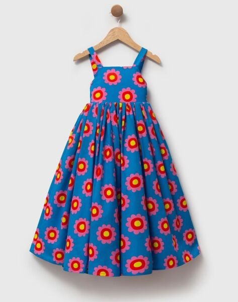 Papatyalı mavi elbise